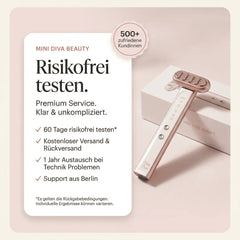 Mini Diva Beauty Lichttherapie- und EMS-Stab mit 60 Tage risikofrei testen, kostenlosem Versand & Rückversand und 1 Jahr Austausch